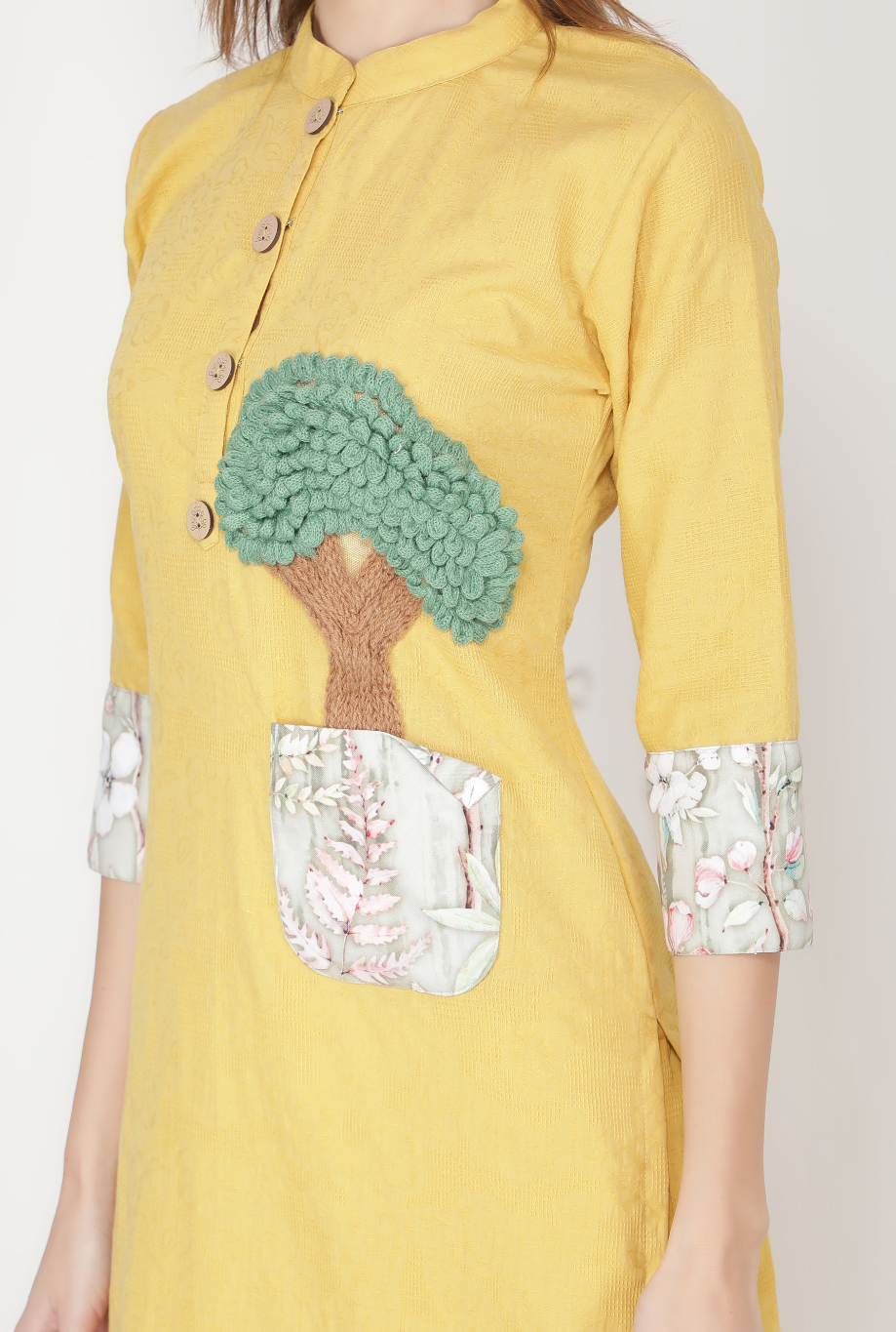 Embroidered Tree Kurta Set with Floral Dupatta