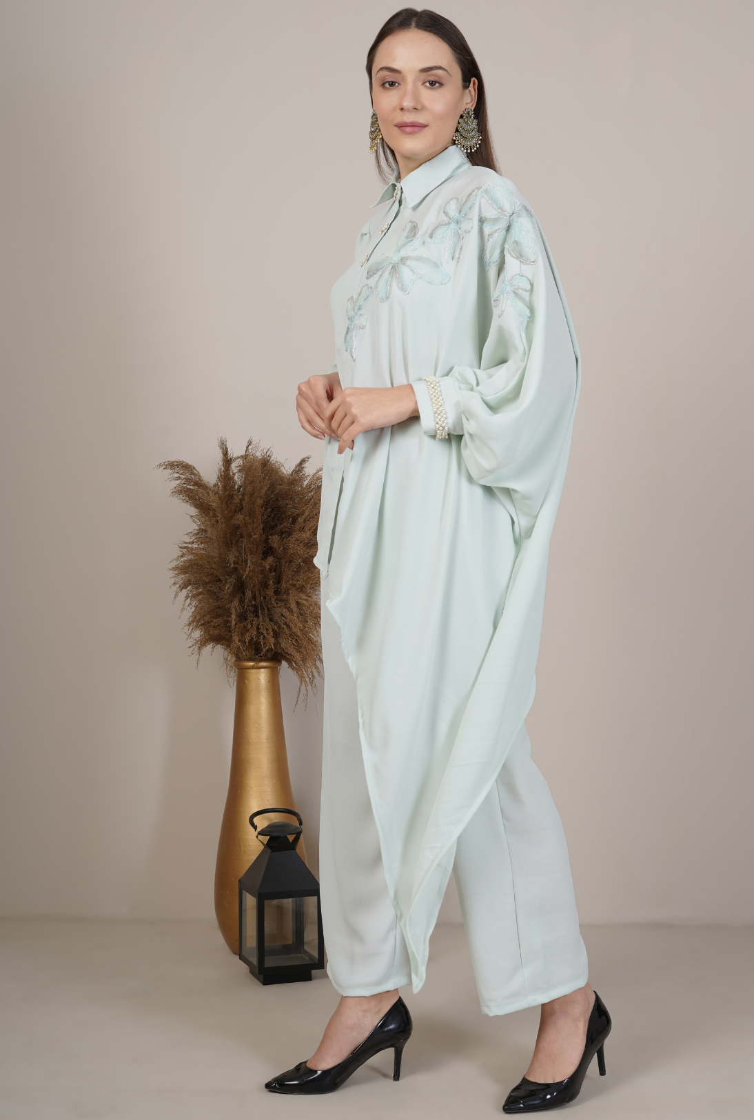 Embroidered Cape-Style Kurta Set