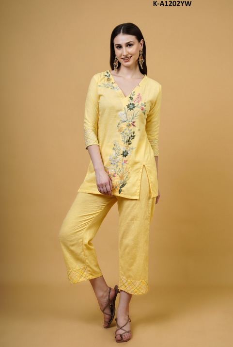 Floral Embroidered V-Neck Co-ord Set