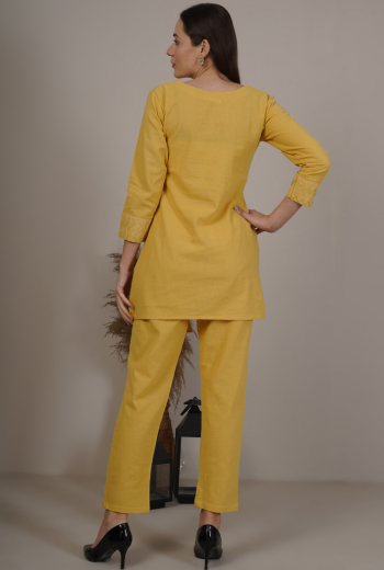 Floral Embroidered Asymmetrical Kurta Set
