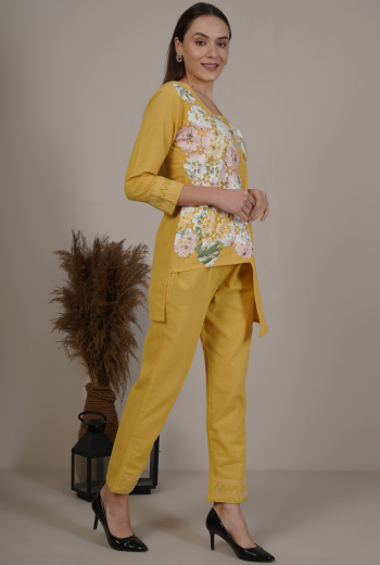 Floral Embroidered Asymmetrical Kurta Set