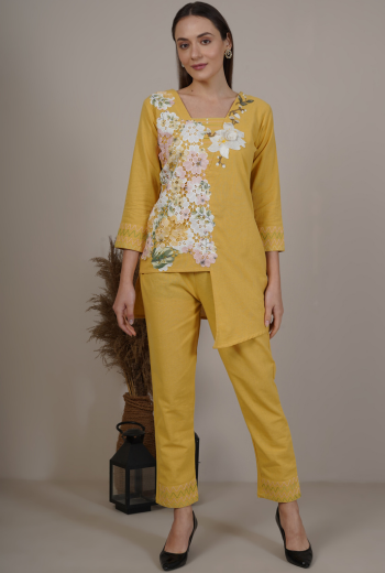 Floral Embroidered Asymmetrical Kurta Set
