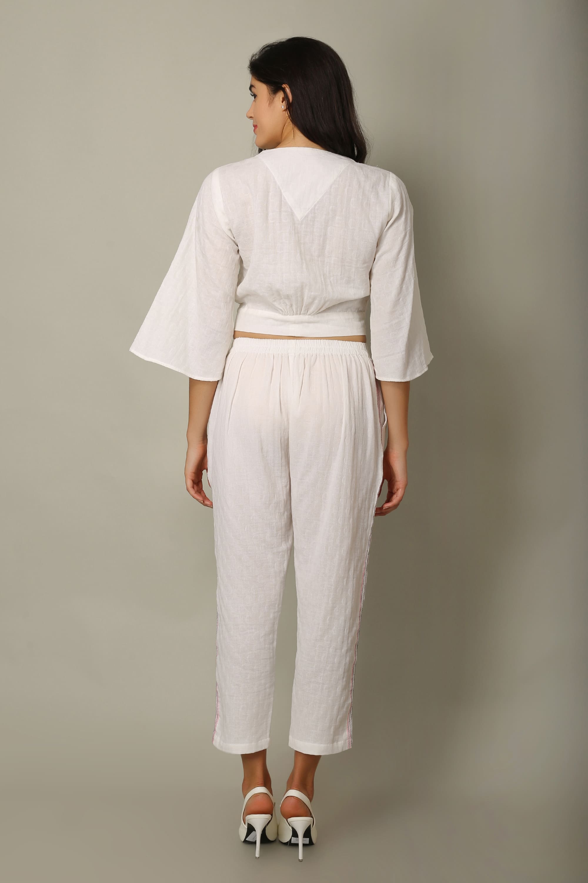 Floral Embroidered Tie-Front Co-ord Set