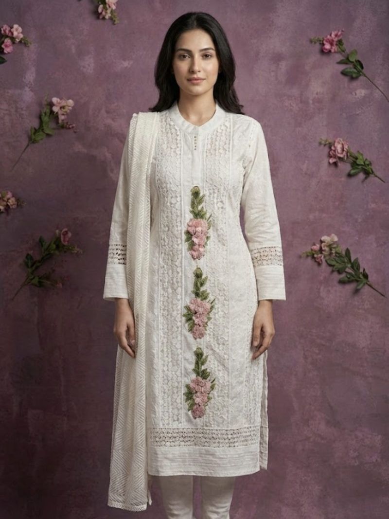 White Dove Floral Suit