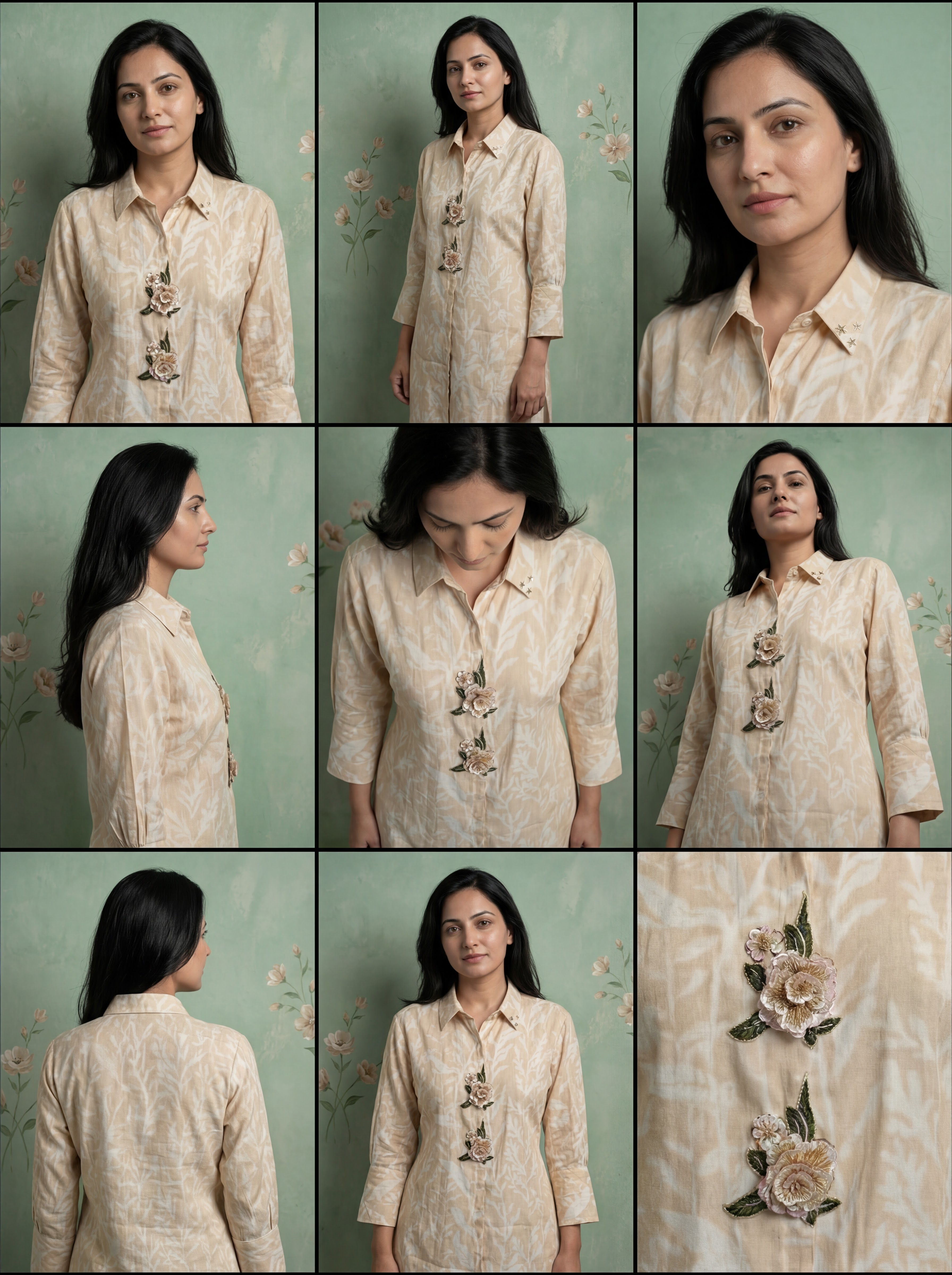 Petal-Embossed Cotton Shirt